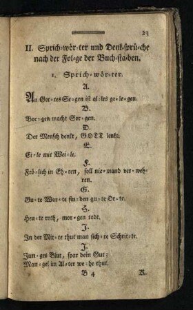 II. Sprichwoerter und Denksprüche nach der Folge der Buchstaben