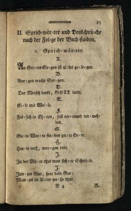 II. Sprichwoerter und Denksprüche nach der Folge der Buchstaben