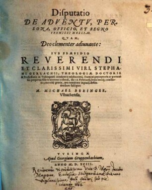 Disp. de adventu, persona, officio et regno promissi Messiae