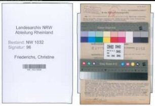 Entnazifizierung Christine Friederichs , geb. 01.11.1879 ()