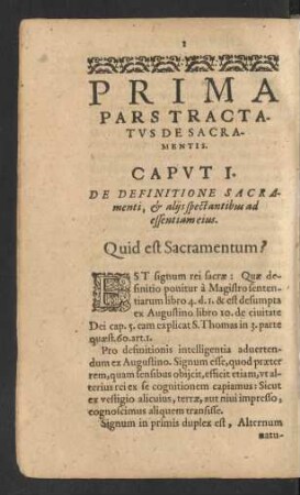 Prima Pars Tractatus De Sacramentis.