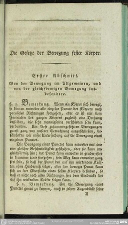 Die Gesetze der Bewegung fester Körper
