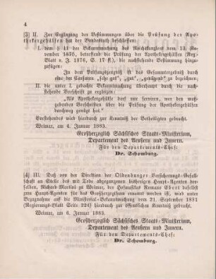 4. Ministerial-Bekanntmachung, den Wechsel in der Haupt-Agentur der Oldenburger Versicherungs-Gesellschaft betreffend
