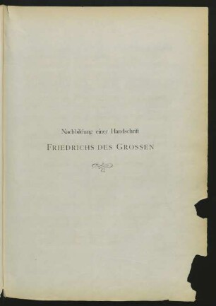 Nachbildung einer Handschrift Friedrichs des Großen