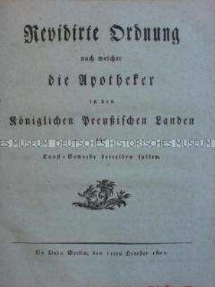 Apothekenordnung für Preußen