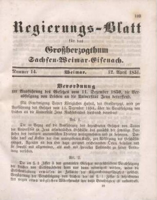 Nr. 14 : 12. April 1851
