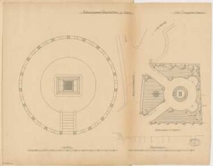 Gefallenendenkmal, Calau Monatskonkurrenz Juni 1877: Lageplan, Grundriss ; 2 Maßstabsleisten