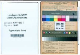 Entnazifizierung Ernst Eppenstein , geb. 28.06.1904 (Studienrat)