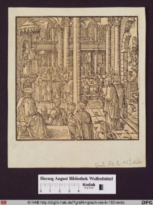 Martin Luther predigt vor vielen Menschen von der Kanzel in einer Kirche.