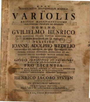 Diss. inaug. med. de variolis