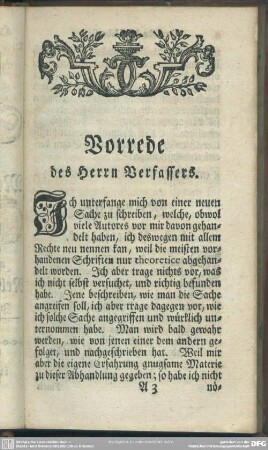 Vorrede des Herrn Verfassers