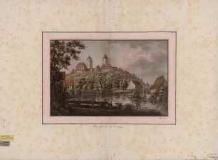 Ansicht vom Schloss in Eilenburg, kolor. Handzeichnung, 1794 : Das Schloß zu Eilenburg / C. F. Schwarz juni. apud. Nat. 94. - [S.l.] , [17]94. - 1 Kunstbl. : kolor. Handzeichng. ; 40 x 26 cm
