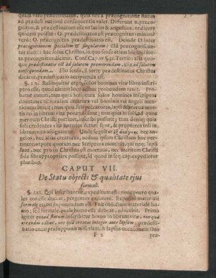 Caput VII. De Statu obiecti & qualitate eius formali.
