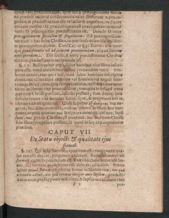 Caput VII. De Statu obiecti & qualitate eius formali.