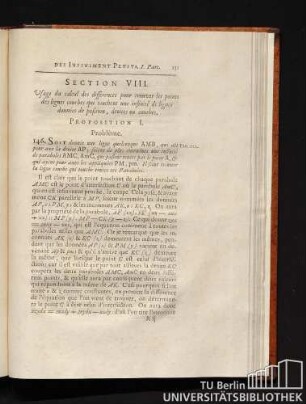 Section VIII. Usage du calcul différences pour trouver les points des lignes courbes qui touchent une infinité de lignes données de position, droites ou courbes.