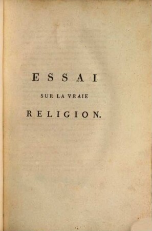 Essai sur la vraie religion