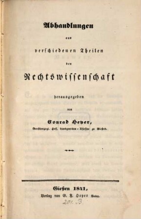 Abhandlungen aus verschiedenen Theilen der Rechtswissenschaft