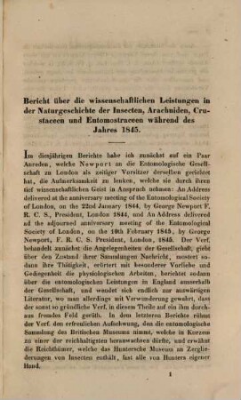 Bericht über die wissenschaftlichen Leistungen im Gebiete der Entomologie. 1845, 1845 (1847)