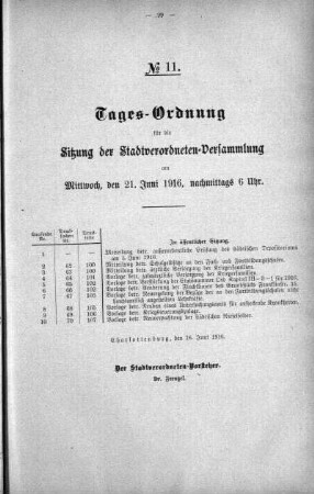 Tages-Ordnung, 21. Juni 1916
