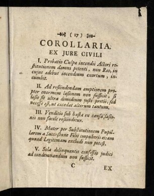 17-18, Corollaria