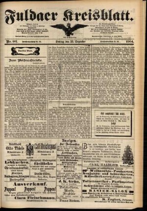 Zweite Ausgabe vom Freitag, den 23. Dezember 1904.