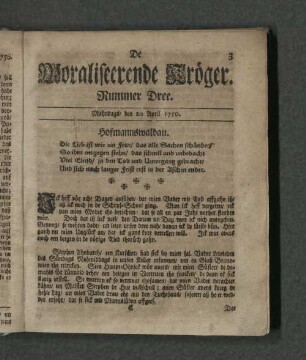 Nummer Dree. Mahndags den 20. April 1750