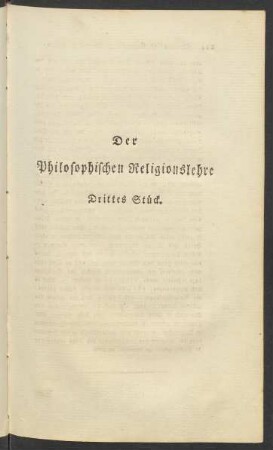 Der Philosophischen Religionslehre Drittes Stück