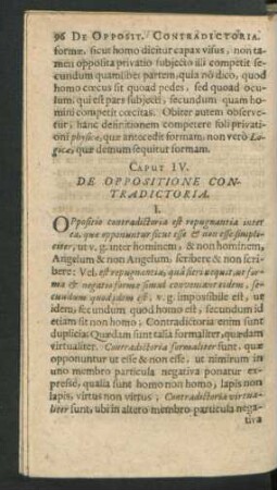 Caput IV. De Oppositione Contradictoria.