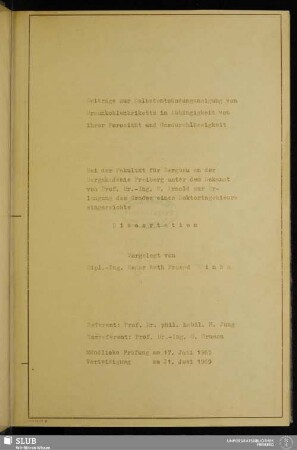Beiträge zur Selbstentzündungsneigung von Braunkohlenbriketts in Abhängigkeit von ihrer Porosität und Gasdurchlässigkeit