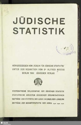 1903: Jüdische Statistik
