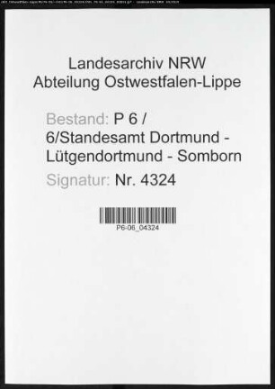 Sterberegister Standesamt Dortmund-Lütgendortmund-Somborn