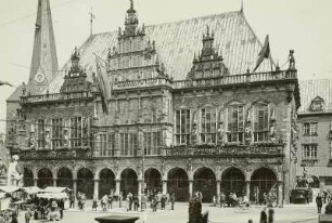 Bremen, Marktplatz. Altes Rathaus (1405/1410, 1545/1550 Anbau). Straßenansicht