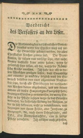 Vorbericht des Verfassers an den Leser