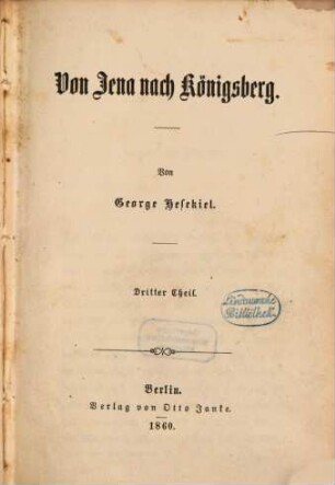 Von Jena nach Königsberg, Dritter Theil
