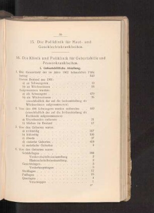 16. Die Klinik und Poliklinik für Geburtshilfe und Frauenkrankheiten.