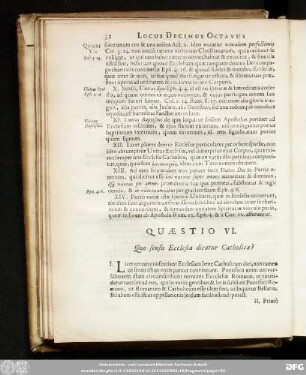 Quaestio VI. Quo sensu Ecclesia dicatur Catholica?
