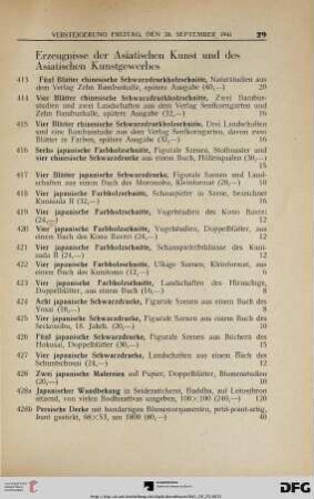 Erzeugnisse der Asiatischen Kunst und des Asiatischen Kunstgewerbes (Nr. 413-452)