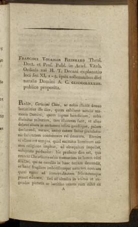 Francisci Volkmar Reinhard[...]