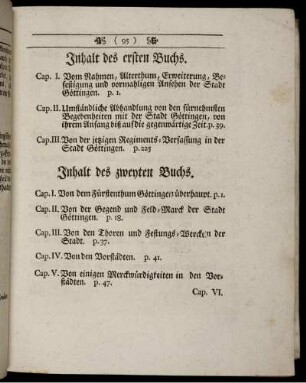 Inhalt des ersten Buchs. Inhalt des zweyten Buchs