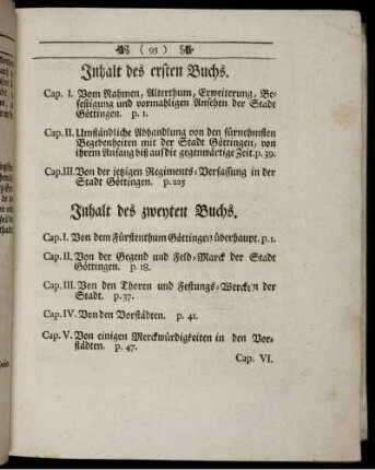 Inhalt des ersten Buchs. Inhalt des zweyten Buchs