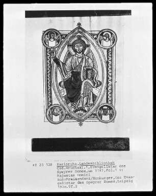 Evangelistar des Speyrer Domes — Majestas Domini, Folio 1verso