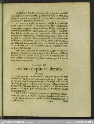 Caput III. realem explicat definitionem