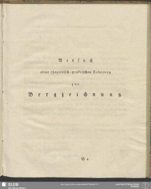 Versuch einer theoretisch-praktischen Anleitung zur Bergzeichnung