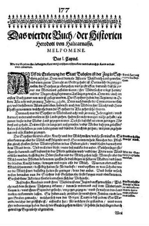 Das vierdte Buch/ der Historien Herodoti von Halicarnasso. Melpomene.