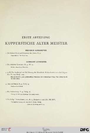 I Kupferstiche Alter Meister (Nr. 1-425)