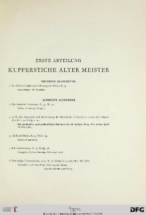 I Kupferstiche Alter Meister (Nr. 1-425)