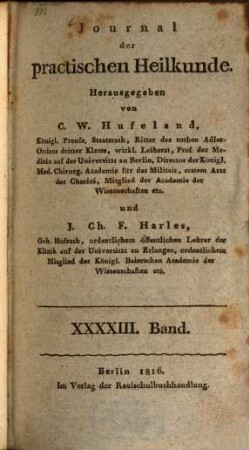 Journal der practischen Heilkunde. 43, 43 = Bd. 36. 1816