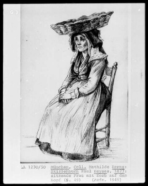 Skizzenbuch — Sitzende Frau mit Korb auf dem Kopf