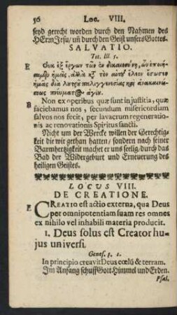 Locus VIII. De Creatione.