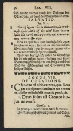 Locus VIII. De Creatione.